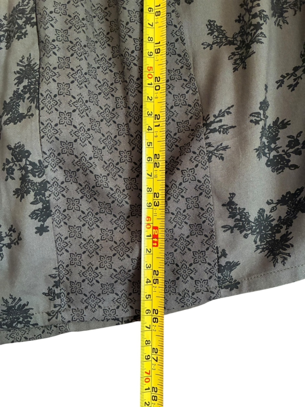 Gray Bohemian Floral Tassel Tie Peasant Blouse - Picture 5 of 5